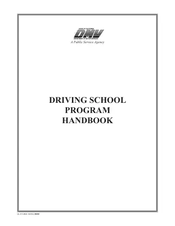 Cover of Driving School Program Handbook