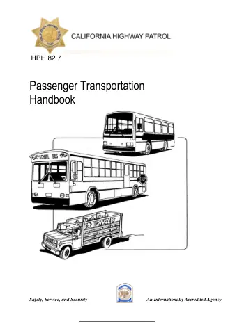 Cover of HPH 82.7 Passenger Transportation Safety Handbook (cover, contents and Chapters 1-10)