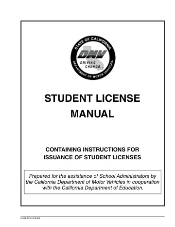 Cover of Student License Manual (instructions for issuance of student licenses)