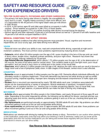 Cover of Safety Resource Guide for Experienced Drivers (Tips for Older Adults, Physicians and Other Caregivers)