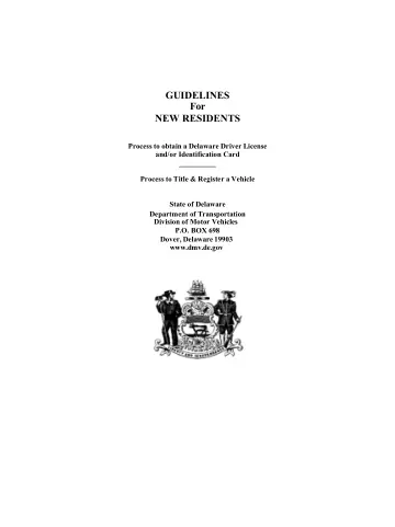 Cover of Guidelines for New Residents