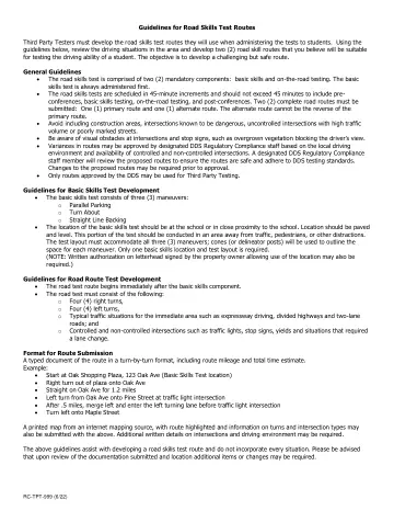 Cover of Guidelines for Road Skills Test Routes