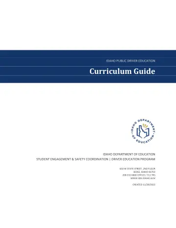Cover of Idaho Public Driver Education Curriculum Guide