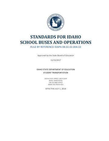 Cover of Standards for Idaho School Buses and Operations (SISBO)