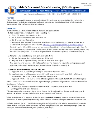 Cover of Idaho's Graduated Driver's Licensing (GDL) Program (fact sheet)