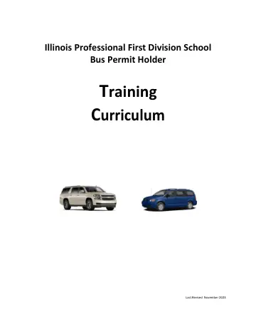 Cover of Illinois Professional First Division School Bus Permit Holder Training Curriculum