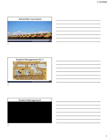 Cover of School Bus Curriculum: Day 2 (Student Management) slide handout