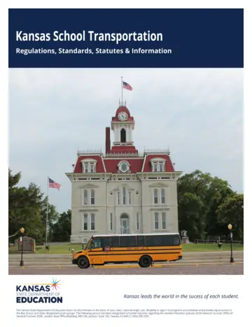 Cover of Kansas School Bus Regulations, Standards, Statutes & Information Manual