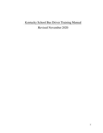 Cover of Kentucky School Bus Driver Training Manual