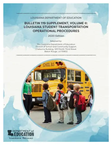 Cover of Bulletin 119 Supplement, Volume II: Louisiana Student Transportation Operational Procedures