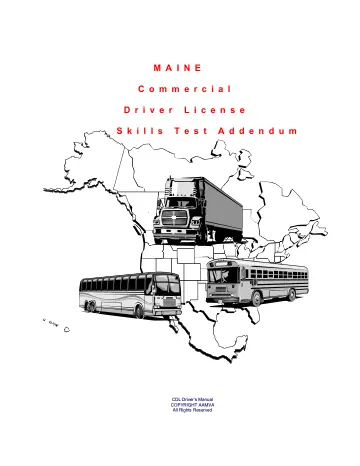 Cover of Maine Commercial Driver License Skills Test Addendum