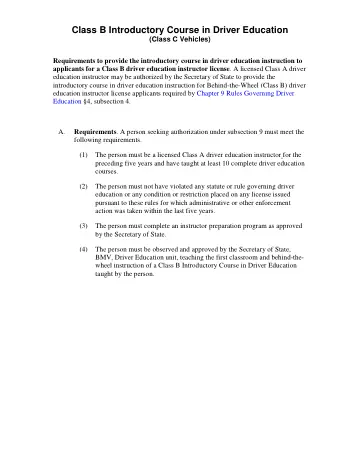 Cover of Class B Introductory Course in Driver Education (Class C Vehicles)