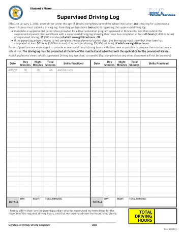 Cover of Supervised Driving Log