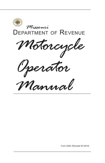 Cover of Missouri Motorcycle Operator Manual (Form 2332)