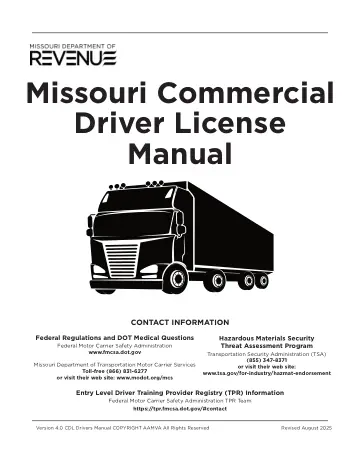 Cover of Missouri Commercial Driver License Manual