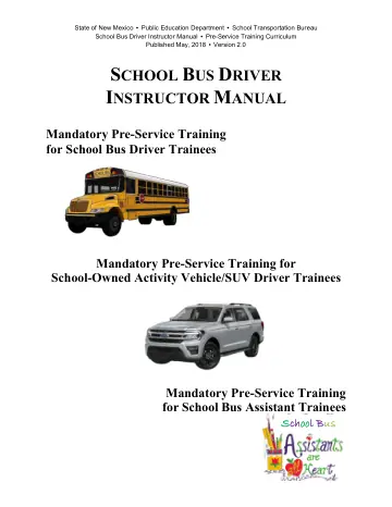 Cover of School Bus Driver Instructor Manual: Pre-Service Training Curriculum