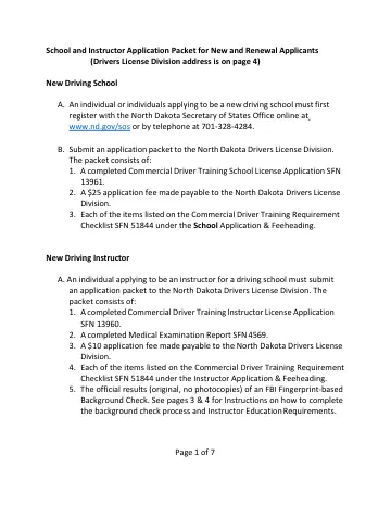 Cover of School and Instructor Application Packet for New and Renewal Applicants