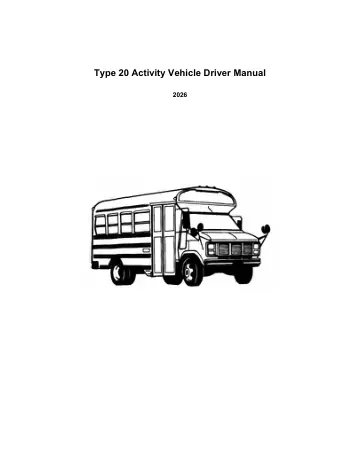 Cover of Type 20 Activity Vehicle Driver Manual 2026