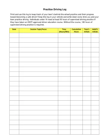 Cover of Practice Driving Log
