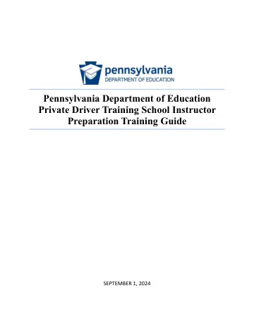 Cover of Private Driver Training School Instructor Preparation Training Guide