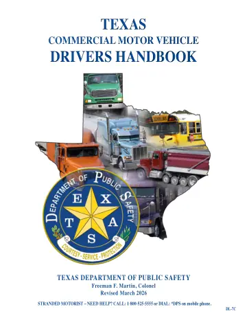 Cover of Texas Commercial Motor Vehicle Drivers Handbook (DL-7C)