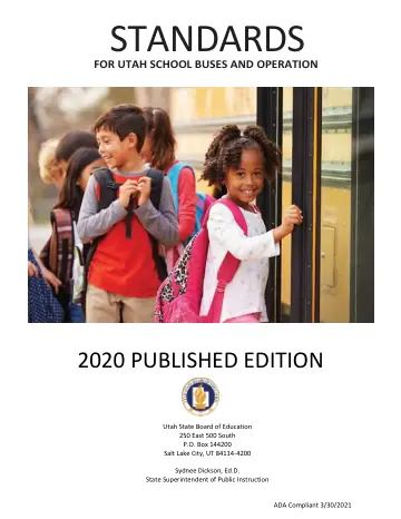 Cover of Standards for Utah School Buses and Operation, 2020 Published Edition