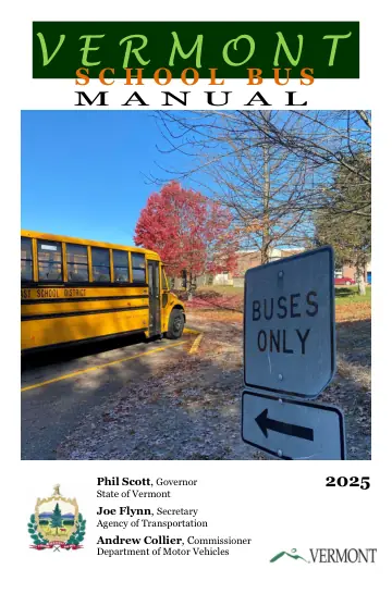 Cover of Vermont School Bus Manual 2025 (VN-003)