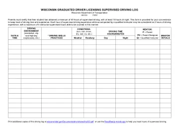 Cover of Wisconsin Graduated Driver Licensing Supervised Driving Log (HS-303)